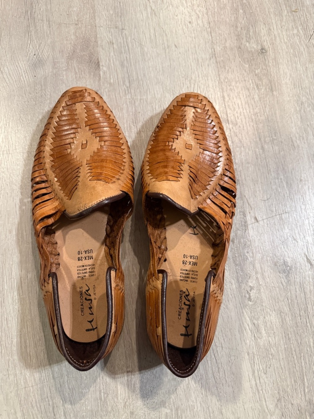 Handwoven Leather Slip-On Loafers - Tan